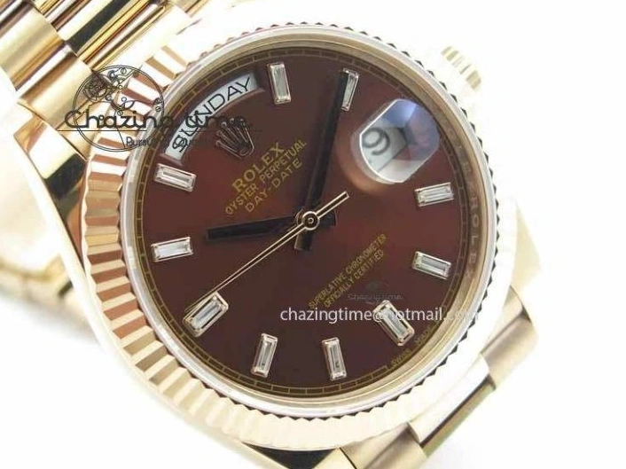 1219 Day Date 40mm RG BP Maker Best Edition Brown Dial Diamond Markers On RG Bracelet A ZeroBulk 3689
